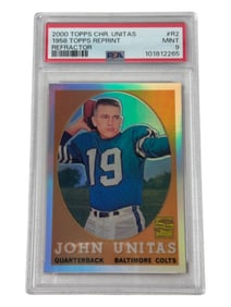 2000 Topps Chrome Unitas 1958 Topps Reprint Refractor PSA 9