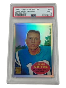 2000 Topps Chrome Unitas 1960 Topps Reprint Refractor PSA 9