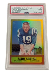 2000 Topps Chrome Unitas 1963 Topps Reprint Refractor PSA 9