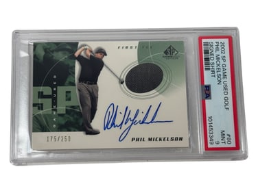 2002 SP Game Used Golf Phil Mickelson Signed Shirt 175/250 PSA 9