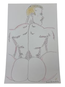 Randy Coleman Signed Gay Male Interest Drawing Illustration Art Original Erotic Nude Adults Only