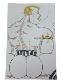 Randy Coleman Signed Gay Male Interest Drawing Illustration Art Original Erotic Nude Adults Only
