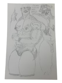 Randy Coleman Signed Gay Male Interest Drawing Illustration Art Original Erotic Nude Adults Only