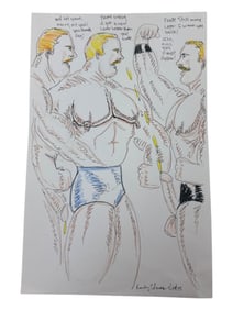 Randy Coleman Signed Gay Male Interest Drawing Illustration Art Original Erotic Nude Adults Only