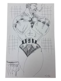 Randy Coleman Signed Gay Male Interest Drawing Illustration Art Original Erotic Nude Adults Only