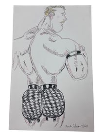 Randy Coleman Signed Gay Male Interest Drawing Illustration Art Original Erotic Nude Adults Only