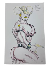 Randy Coleman Signed Gay Male Interest Drawing Illustration Art Original Erotic Nude Adults Only