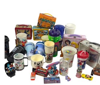 Vintage Disneyland Cups and Luncbox Box Lot