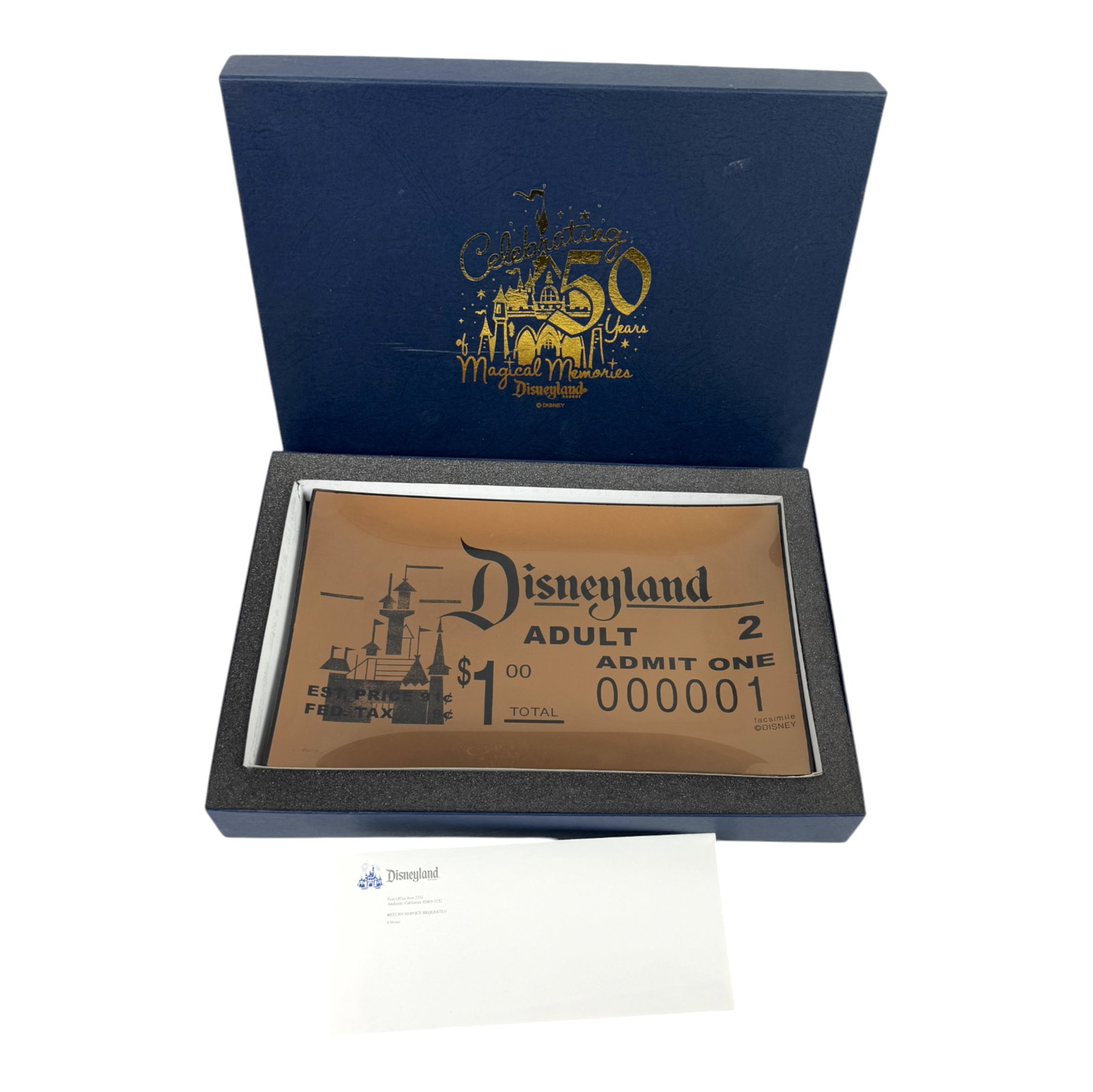 Disney Disneyland Resort Celebrating 50 Years Giant Collector's Ticket Plate with Box: Disney Disneyland Resort Celebrating 50 Years Giant Collector's Ticket Plate with Box