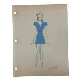 Christian Dior Vintage Rare Fashion Design Drawing Sketch