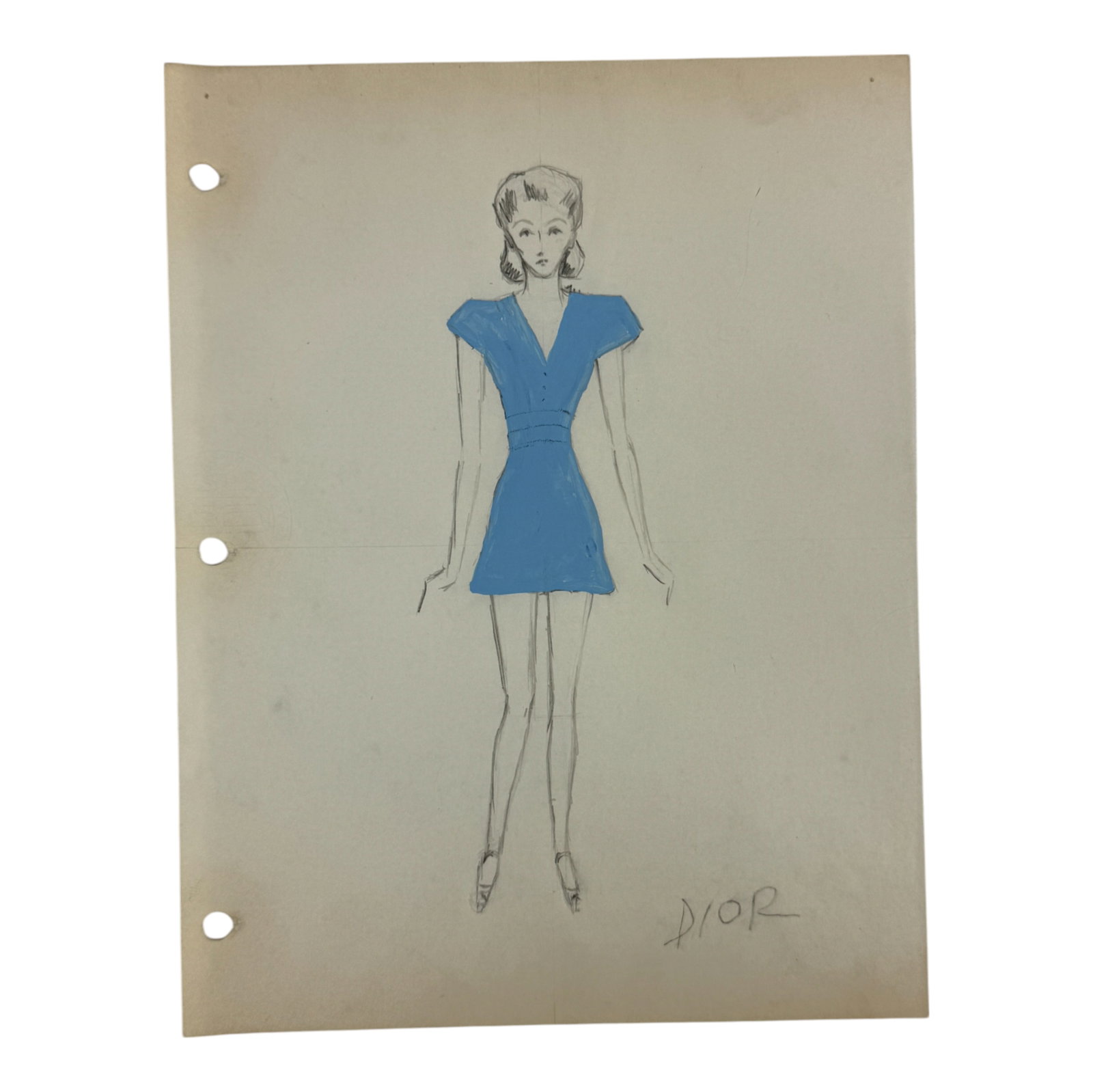 Christian Dior Vintage Rare Fashion Design Drawing Sketch: Christian Dior Vintage Rare Fashion Design Drawing Sketch. Hand drawn. Size: 8.5" x 11".