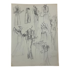 Christian Dior Vintage Rare Fashion Design Drawing Sketch