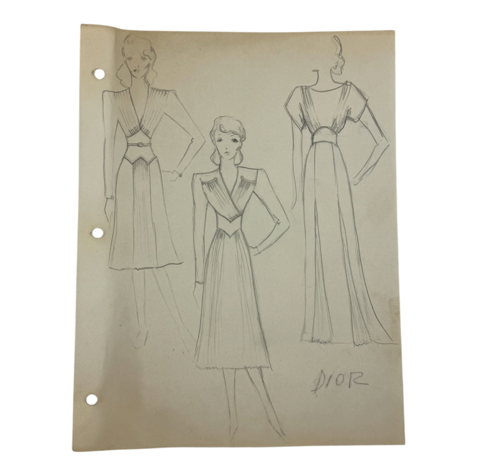 Christian Dior Vintage Rare Fashion Design Drawing Sketch: Christian Dior Vintage Rare Fashion Design Drawing Sketch. Hand drawn. Size: 8.5" x 11".