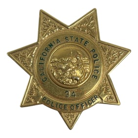 Vintage Obsolete Police Badge California State Gold Filled