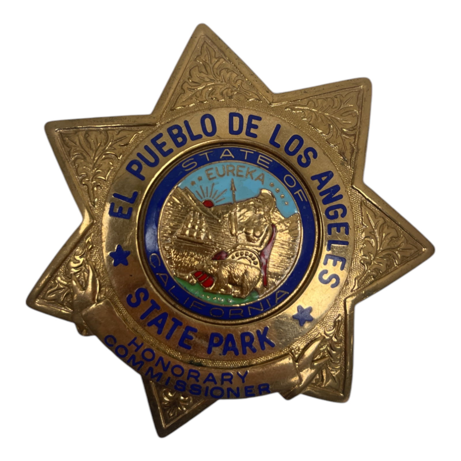 Vintage Obsolete Police Badge California, El Pueblo Los Angeles State Park Gold Filled (1 of 5)