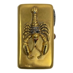 Russian Gilt Silver Gemstone Lobster Cigarette Case