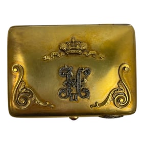 RUSSIAN GILT SILVER GEMSTONE DIAMOND CIGARETTE CASE