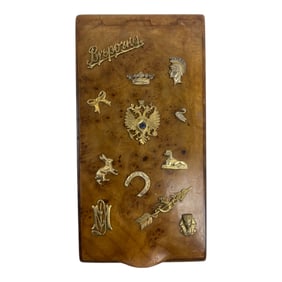 RUSSIAN KARELIAN BIRCH WOODEN CIGARETTE CASE DIAMONDS