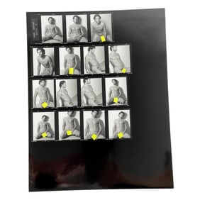 Vintage Pin Up Nude Gay Male Interest B&W Model Photo Erotic by Karl Simone Contact Sheet Photo