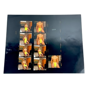 Vintage Pin Up Nude Male Model Photo Erotic Photographer Adult Contact Sheet