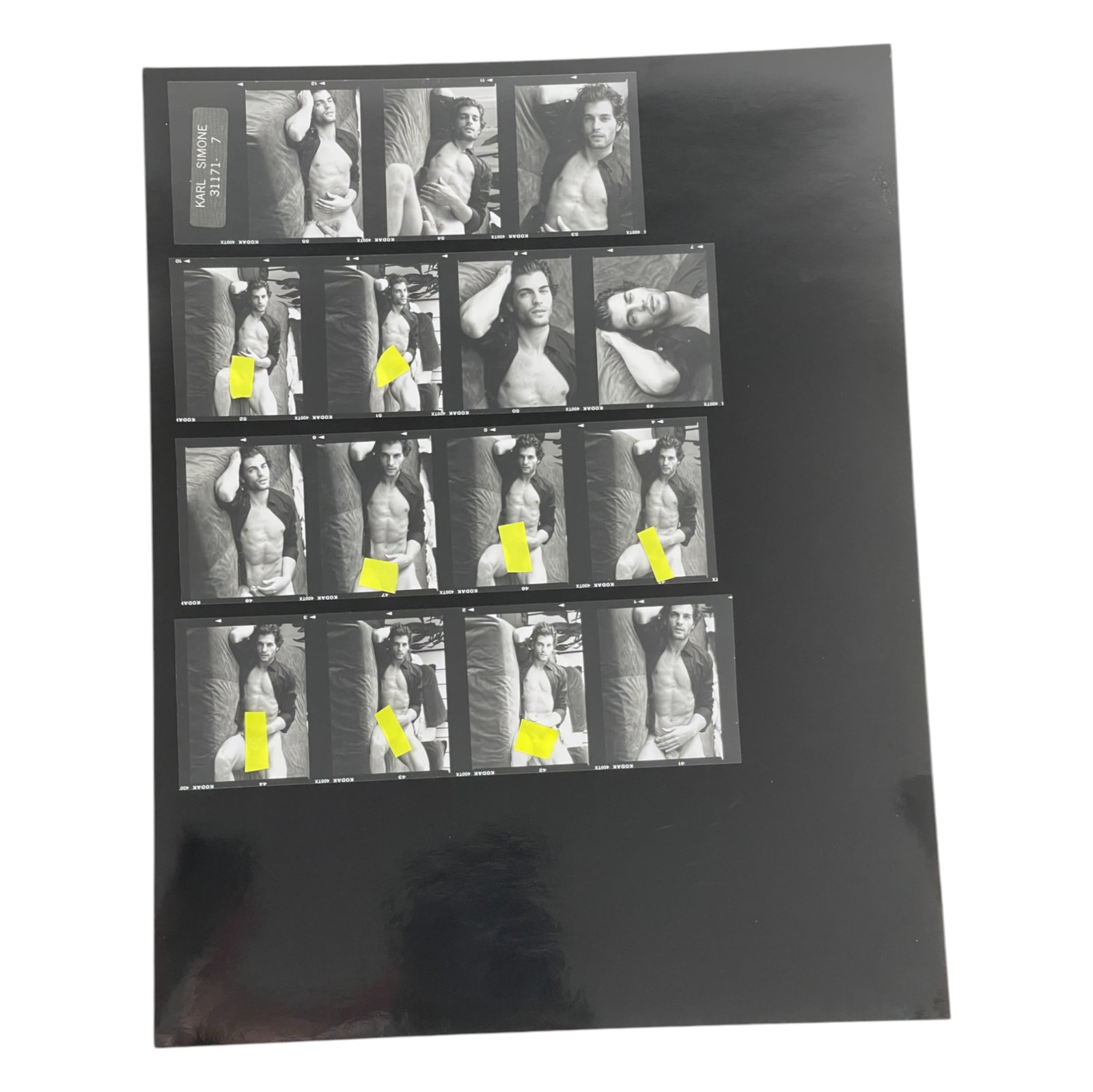 Vintage Pin Up Nude Gay Male Interest B&W Model Photo Erotic by Karl Simone Contact Sheet Photo: Vintage Pin Up Nude Gay Male Interest B&W Model Photo Erotic by Karl Simone Contact Sheet Photo 14" x 11"