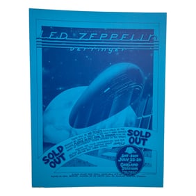Led Zeppelin - 1977 Poster - Randy Tuten - Oakland Stadium - Excellent