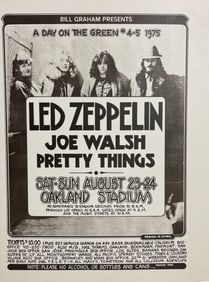 Led Zeppelin Joe Walsh Oakland Stadium - 1975 Concert Poster
