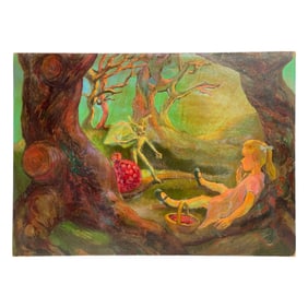 VINTAGE DISNEY OIL PAINTING ON BOARD