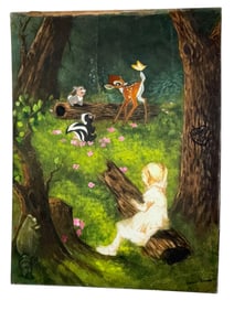 VINTAGE RARE OIL ACRYLIC PAINTING ON CANVAS BAMBI DISNEY SIGNED HARRISON  ELLENSHAW