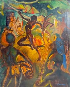 VINTAGE OIL PAINTING ON CANVAS SIGNED S.PERLMAN