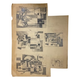 Walter Dexel Pencil Drawing Constructivist architecture study