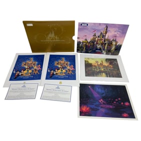 Vintage Disney 50th Anniversary Lithographs and Commemorative Ticket