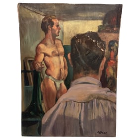 Duncan Grant Scottish Oil Painting on Board Gay Male Interest Signed