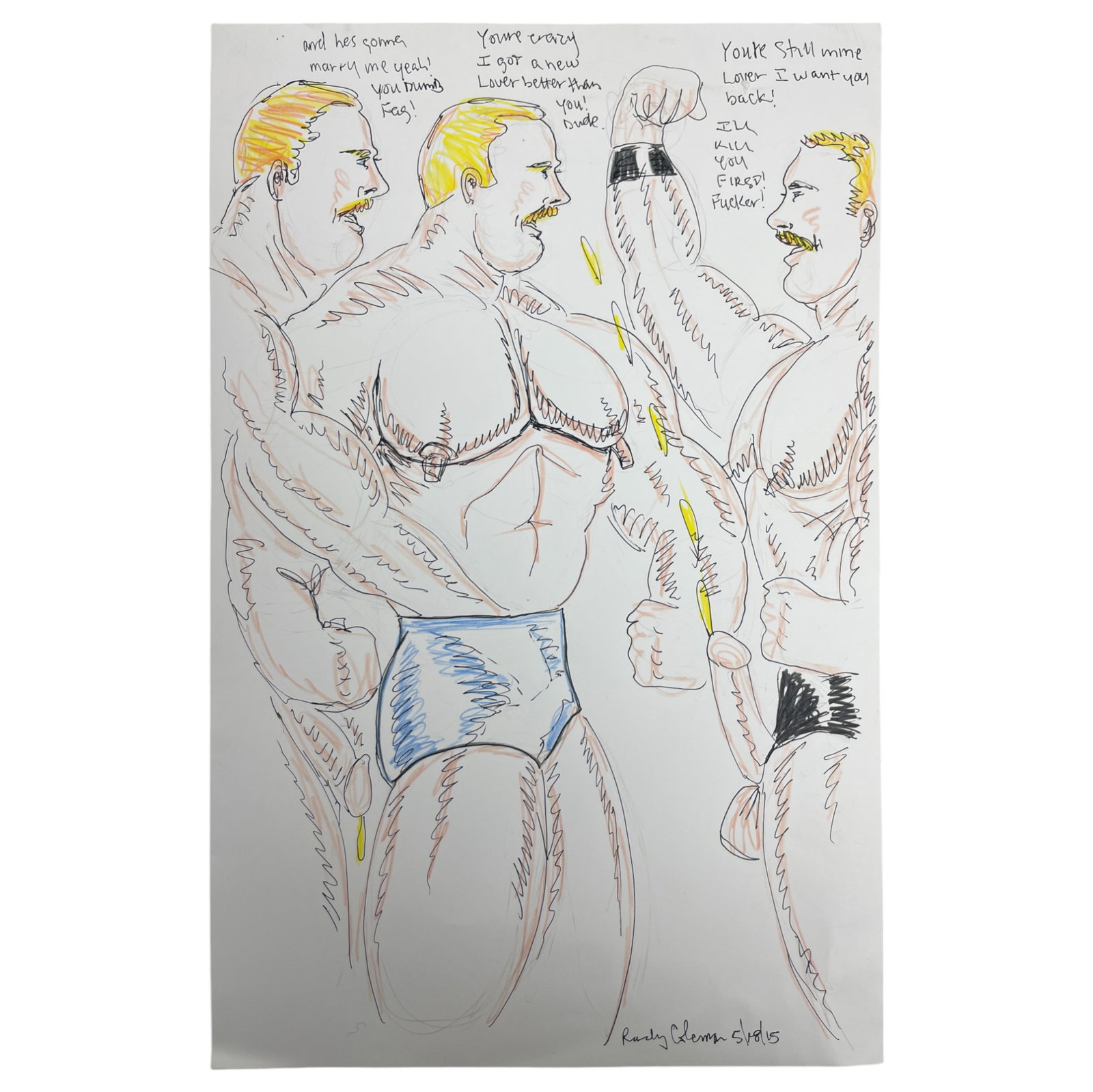 Randy Coleman Signed Gay Male Interest Drawing Illustration Art Original Erotic Nude Adults Only: Original Randy Coleman Signed Gay Male Interest Hand Drawing Illustration Art Erotic Nude Adults Only. Signed and dated. Size 11 x 13 1/2 inches.Artist and San Francisco Bay Times Columnist Randy Cole