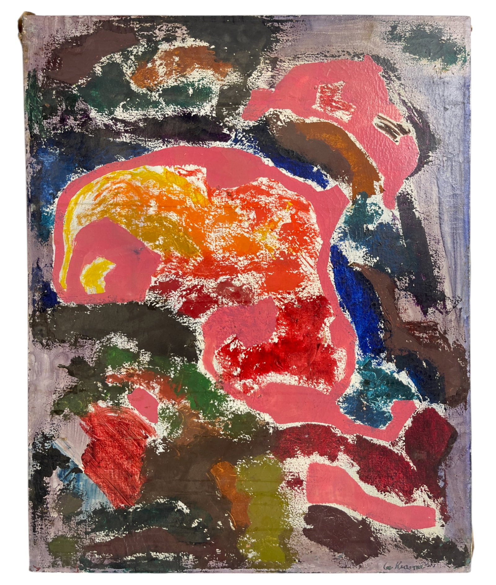 Abstract Painting on Canvas Attributed Lee Krasner Signed (1 of 8)