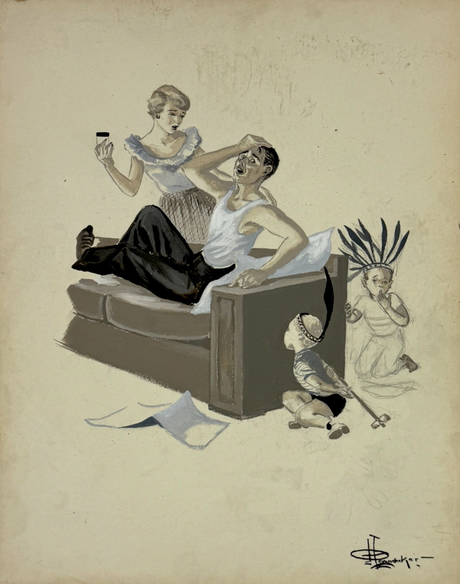 Vintage Magazine Illustration Art Signed JCLeyendecker (1 of 4)