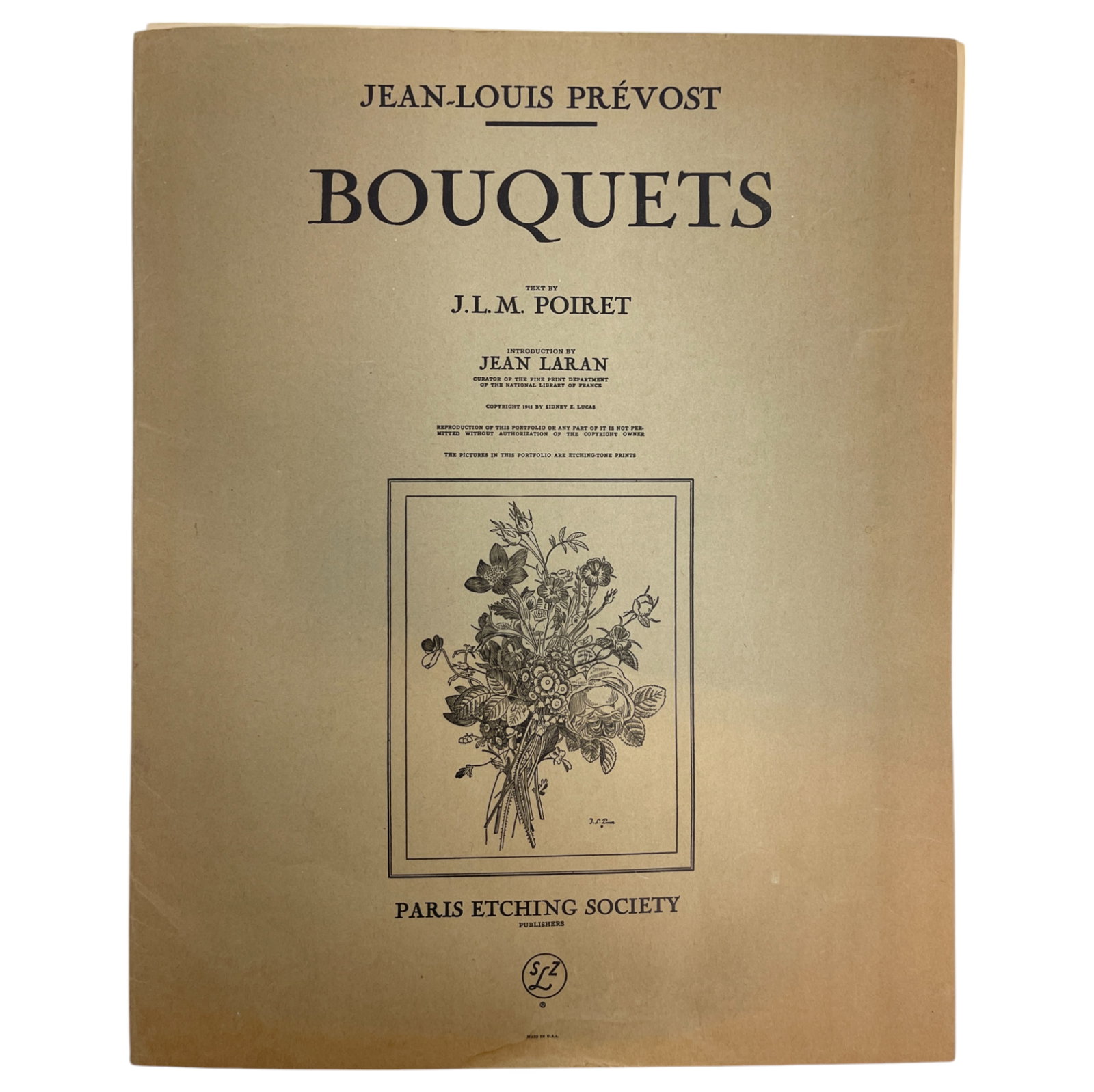 JEAN LOUIS PREVOST BOUQUETS ETCHING SET OF 5 PARIS 1945: JEAN LOUIS PREVOST BOUQUETS ETCHING SET OF 5 PARIS 1945