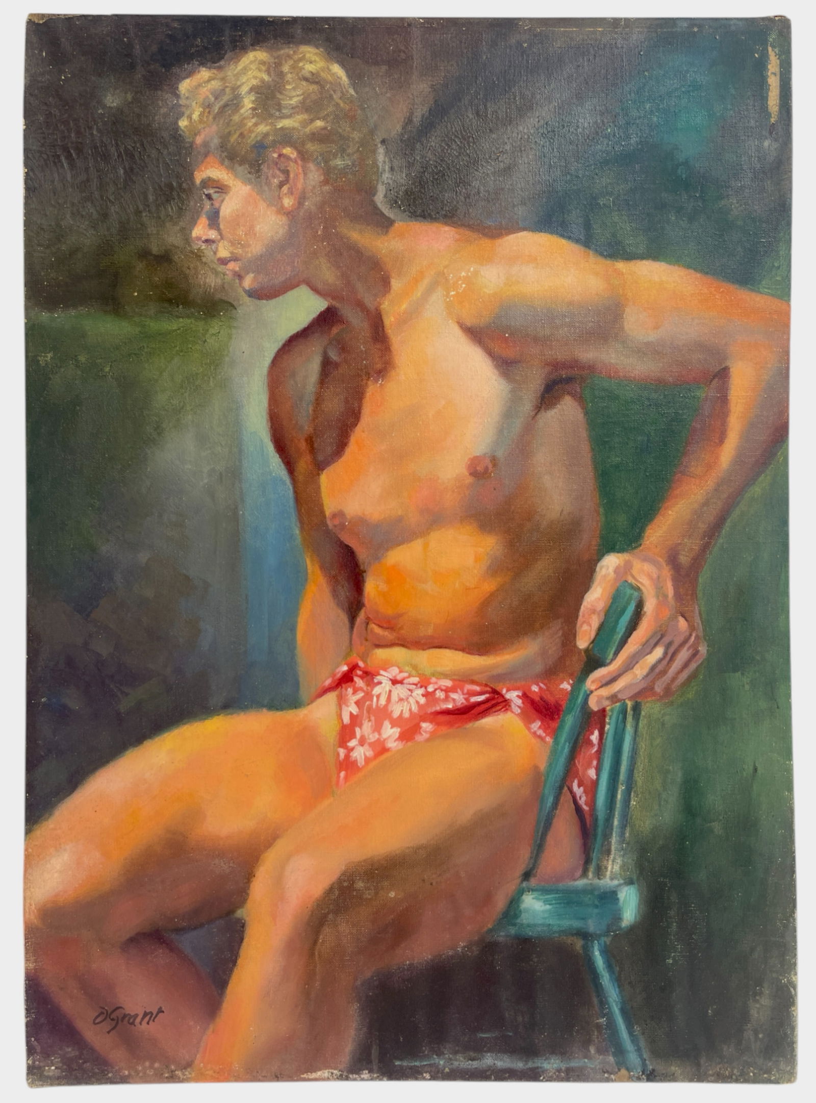 Duncan Grant Scottish Oil Painting on Board Gay Male Interest Signed (1 of 6)