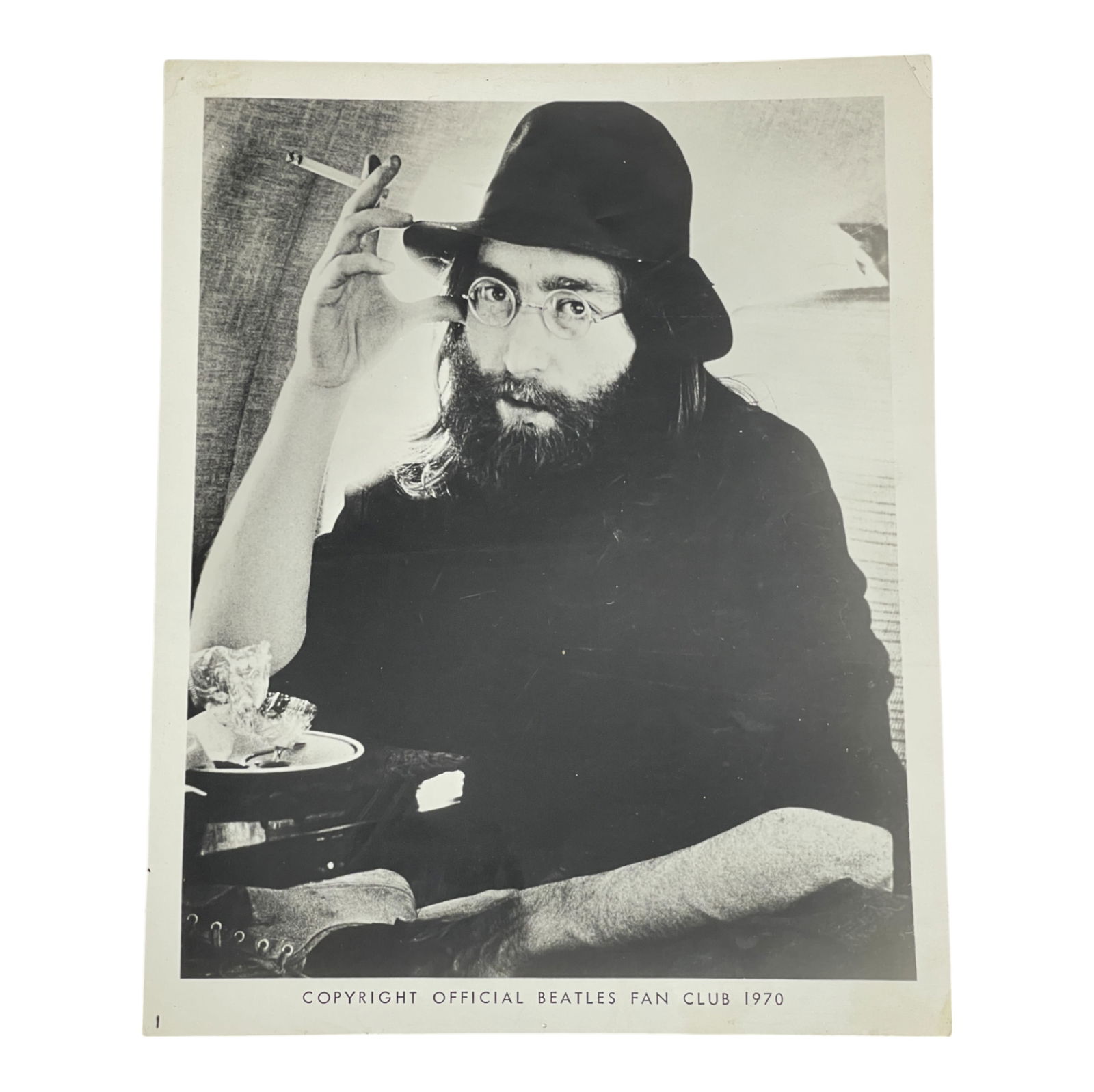 John Lennon Beatles Fan Club 1970 8 x 10 Photo Signed Scetch on Verso John Lennon (1 of 4)