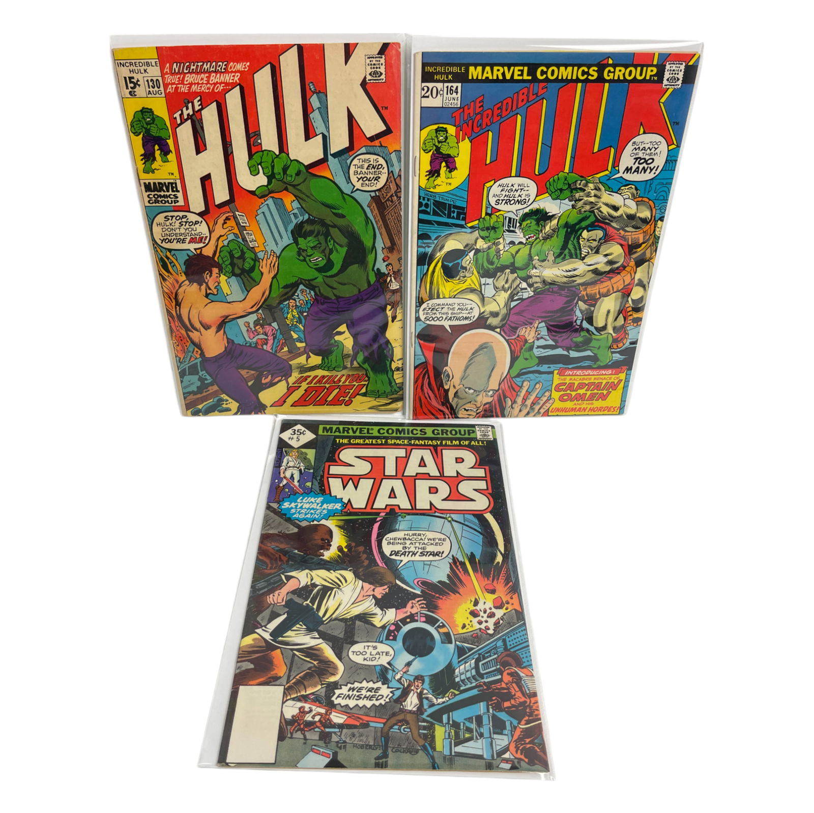 Vintage Comic Books Hulk 130,  164. Star Wars 5 (1 of 4)
