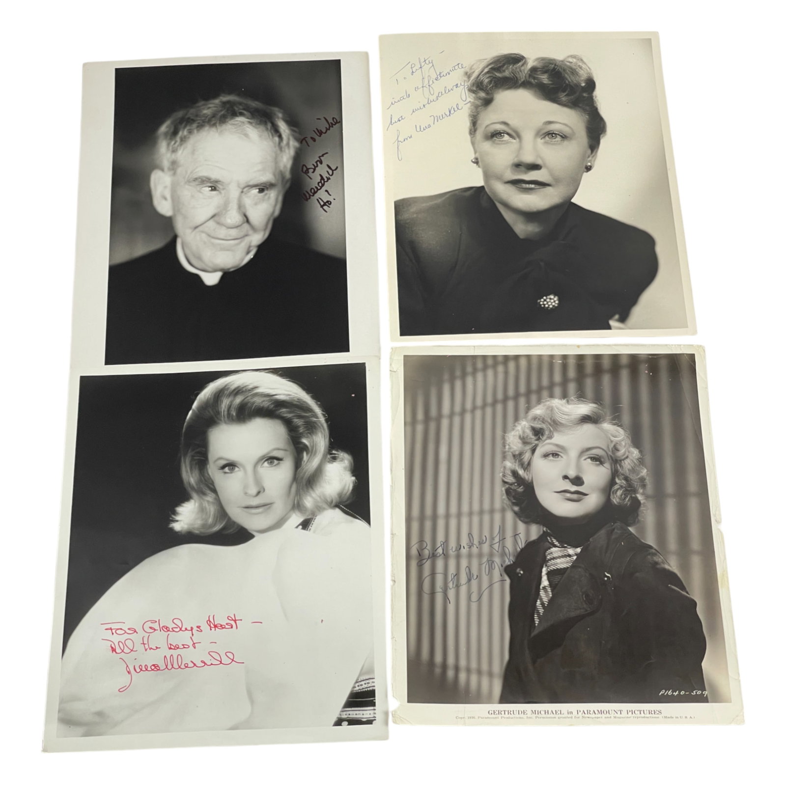 Vintage Original Signed Photograph Movie Actor and Actress 8" x 10" Lot 4: Vintage Original Signed Photograph Movie Actor and Actress 8" x 10" Lot 4 Una Merkel, GERTRUDE MICHAEL, DINA MERRILL