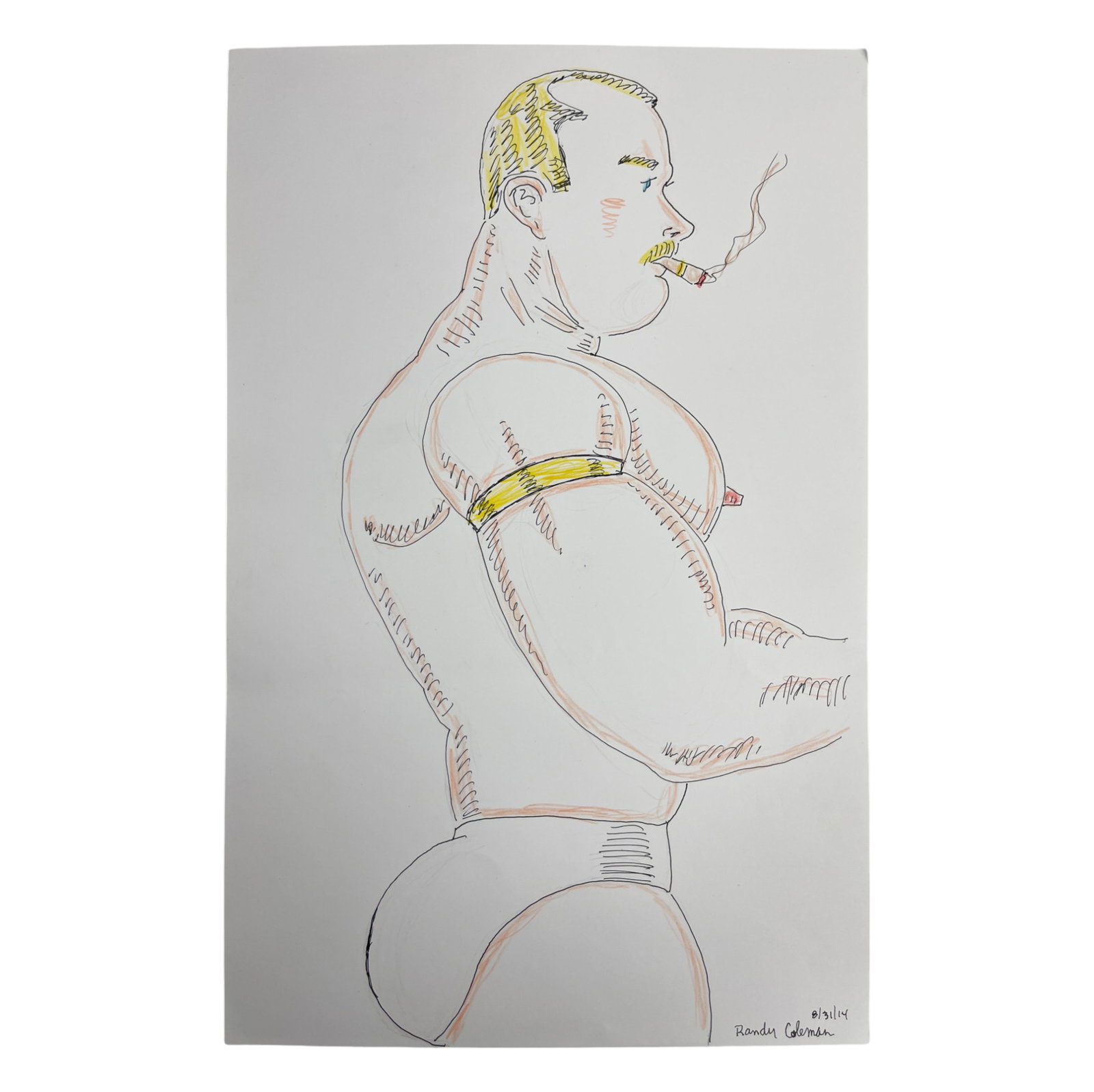 Randy Coleman Signed Gay Male Interest Drawing Illustration Art Original Erotic Nude Adults Only: Original Randy Coleman Signed Gay Male Interest Hand Drawing Illustration Art Erotic Nude Adults Only. Signed and dated. Size 11 x 13 1/2 inches.Artist and San Francisco Bay Times Columnist Randy Cole