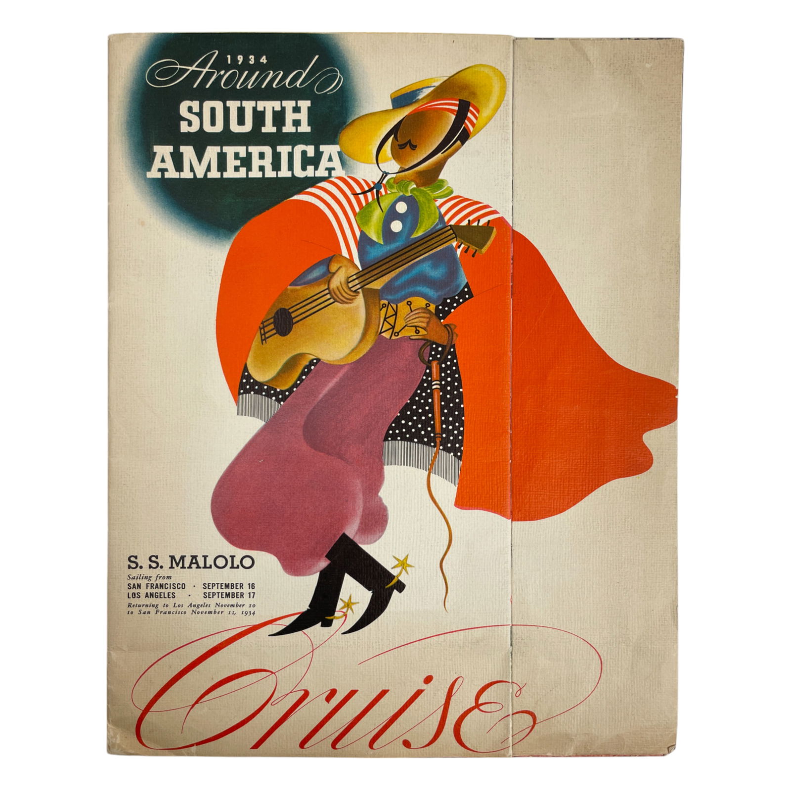 1934 Matson Lines S.S. Malolo Cruise To South America Brochure (1 of 6)