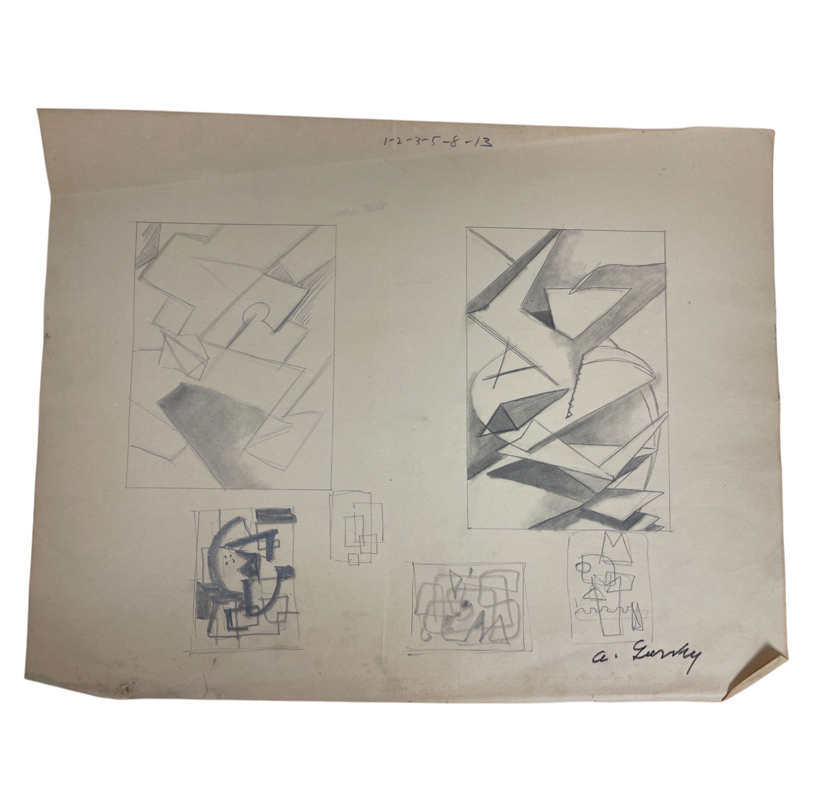Study Drawing Graphite and Pencil on Paper Signed Arshil Gorky Abstract Expressionist (1 of 6)