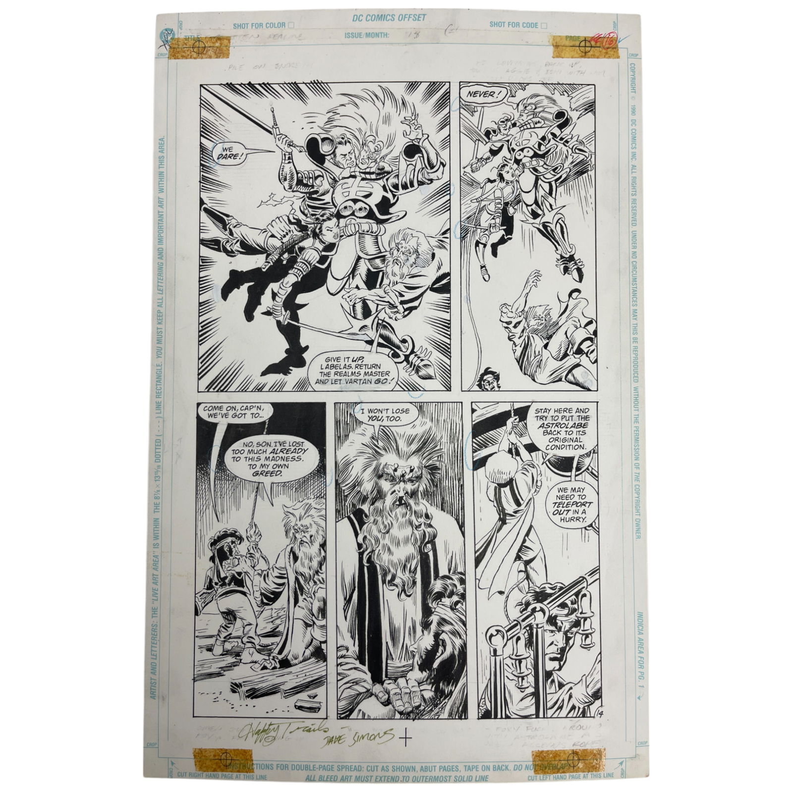 DC Forgotten Realms Original Storyboard Production Comic Art Signed by Dave Simons (1 of 5)
