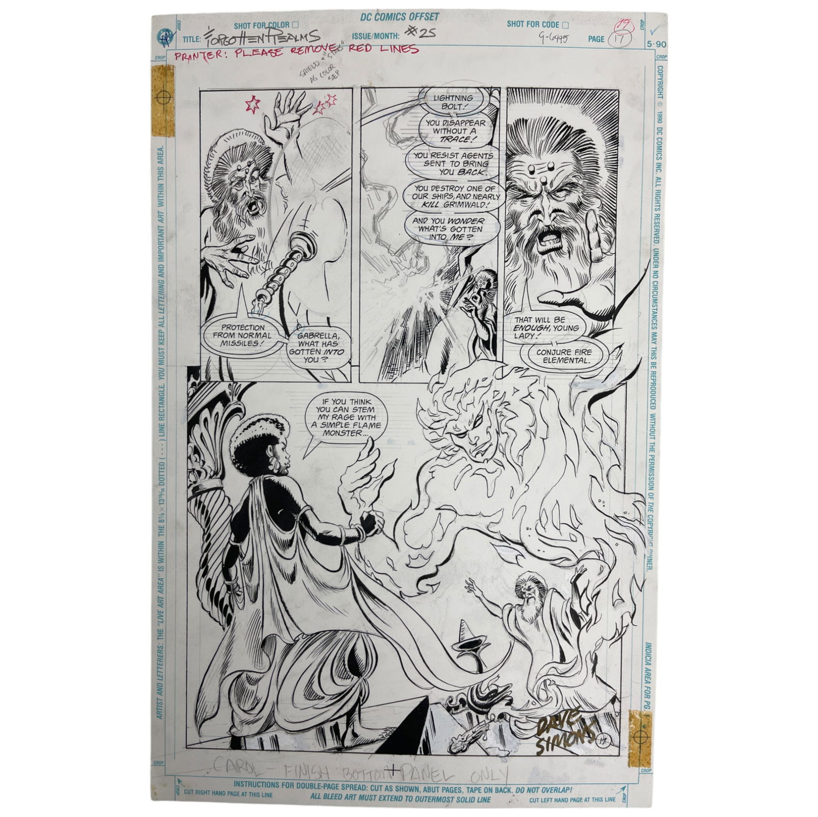 DC Forgotten Realms Original Storyboard Production Comic Art Signed by Dave Simons (1 of 6)