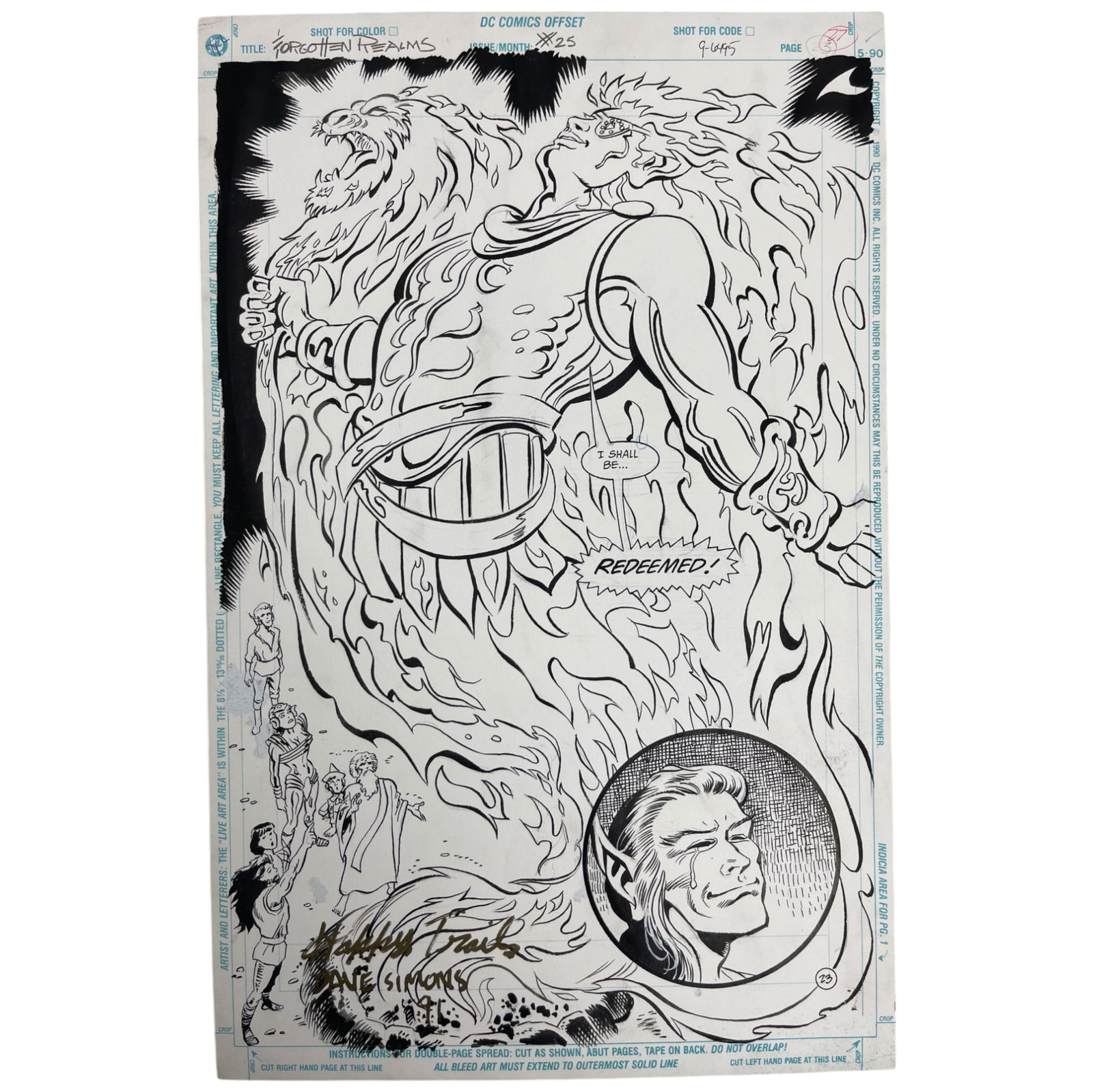 DC Forgotten Realms Original Storyboard Production Comic Art Signed by Dave Simons (1 of 7)