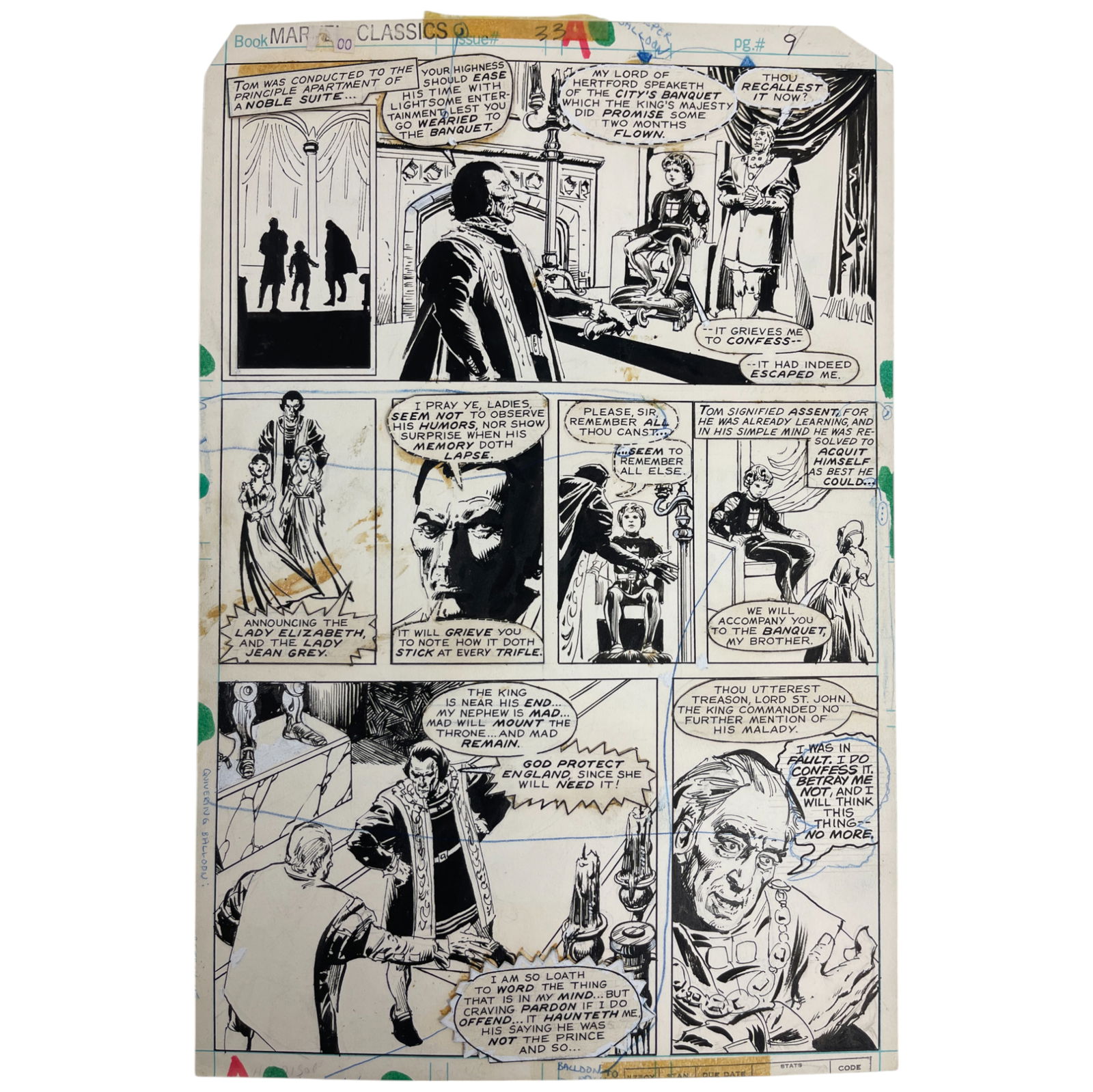 Marvel Classics 1980 Original Storyboard Production Comic Art (1 of 6)