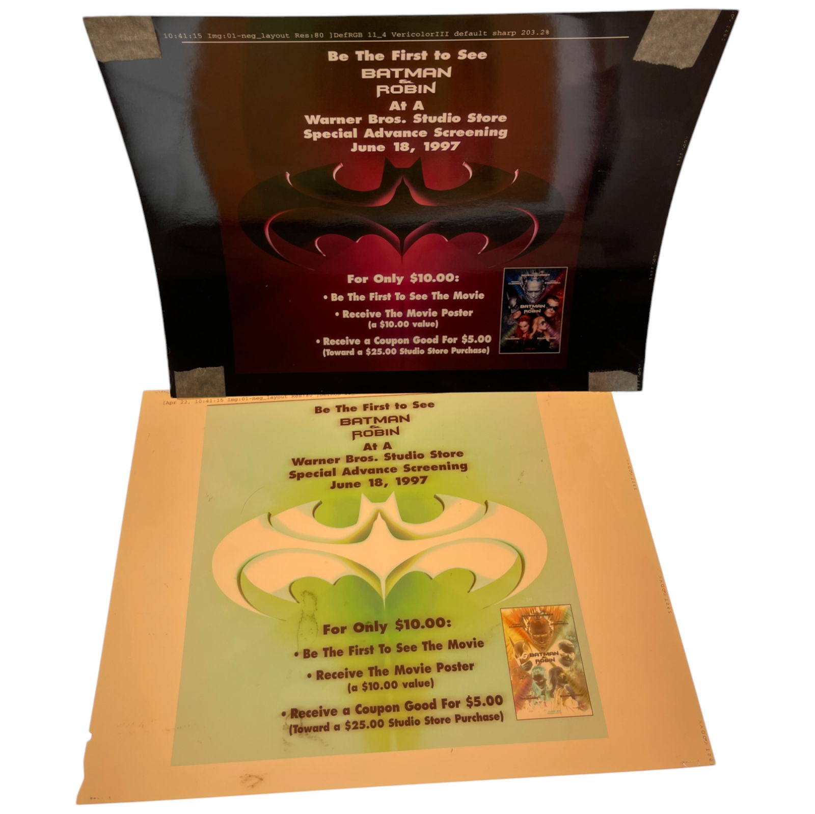 Original Batman & Robin Movie Prop – 8" x 10" Production Promo Poster Negative (1 of 4)