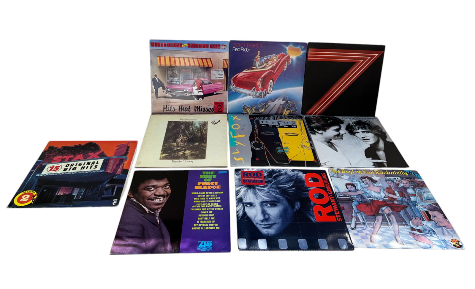 Vintage Vinyl LP Record Collection Lot – Stax, Rod Stewart, Van Morrison, Red Rider & More (1 of 5)